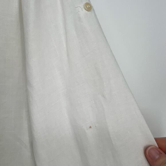 Jones New York Sport Linen Blouse Button Up Top Tunic Women Small White Collared - Picture 5 of 9